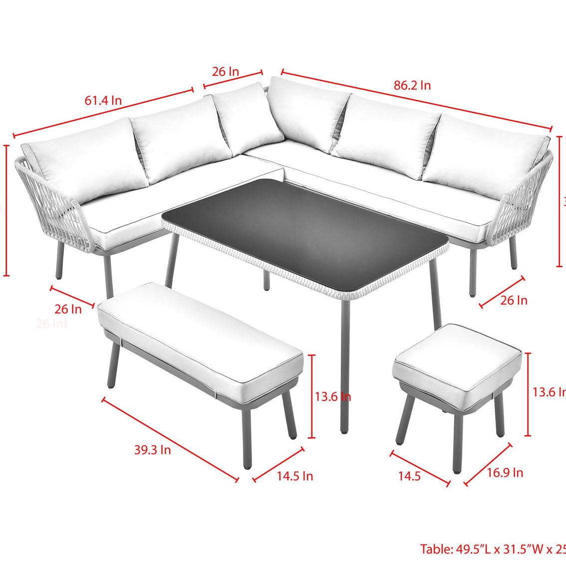 Inspired Home Razan Outdoor Rattan Wicker 5pc Seating Group - Image 5 of 5