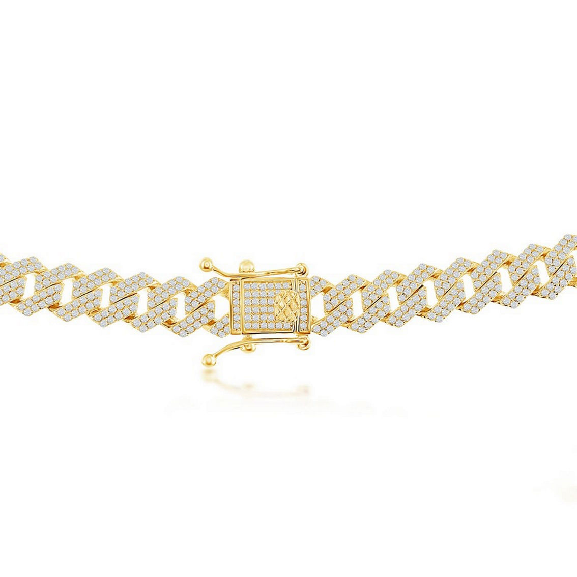 Links of Italy Sterling Silver 8mm Pave CZ Monaco Chain - Gold Plated - Image 2 of 4