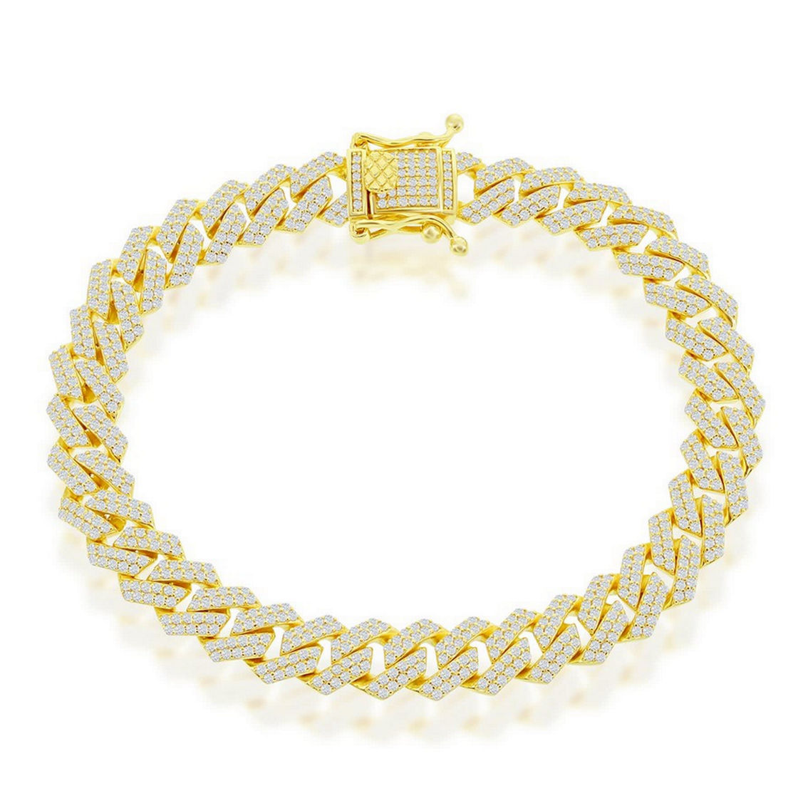 Links of Italy Sterling Silver 8mm Pave CZ Monaco Chain - Gold Plated - Image 3 of 4