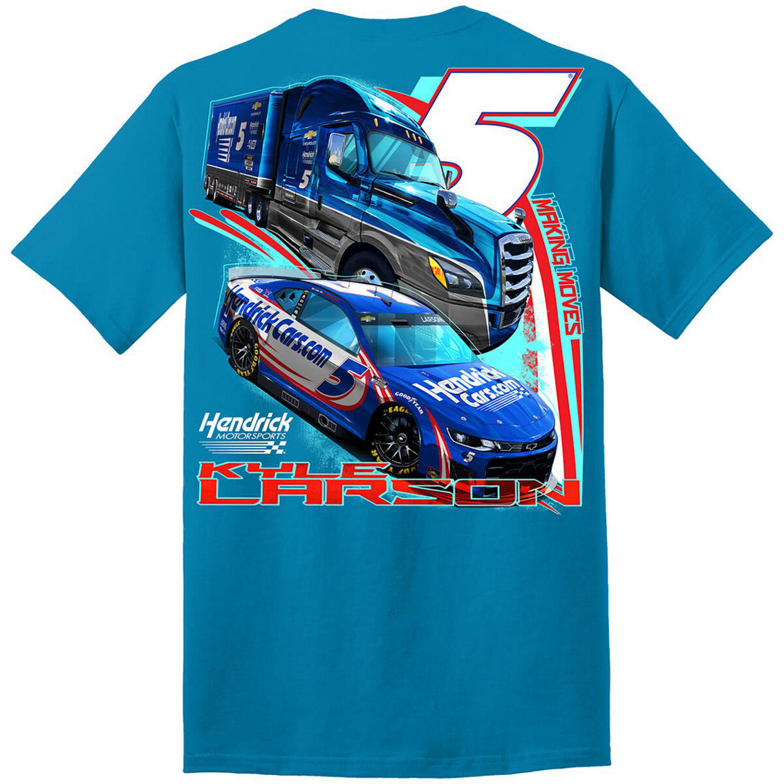 Hendrick Motorsports Team Collection Men's Blue Kyle Larson Making Moves T-Shirt - Image 4 of 4