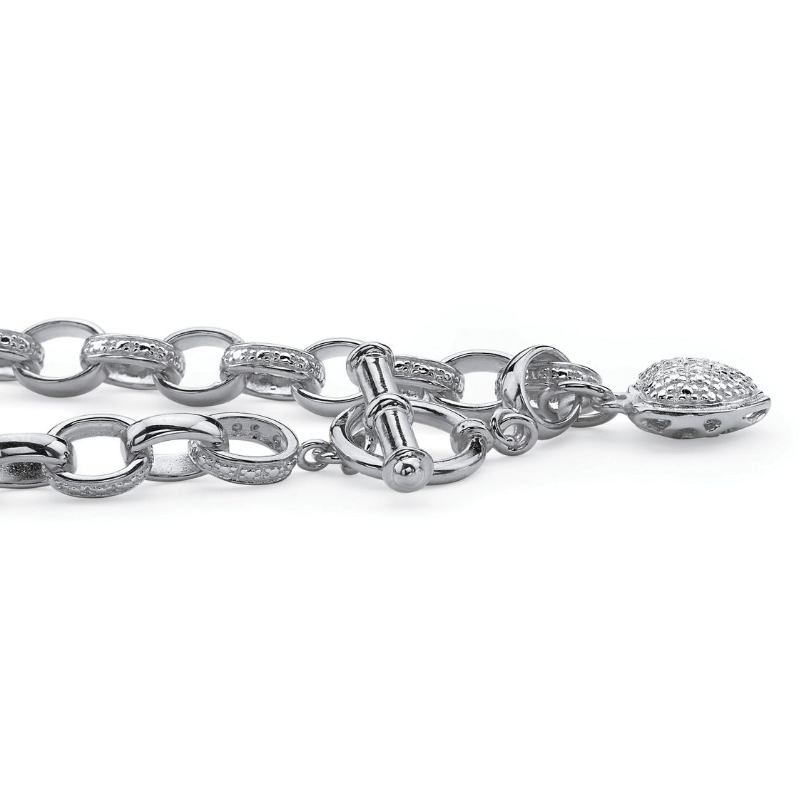 PalmBeach Diamond Heart Platinum-plated Silver Bracelet - Image 2 of 4