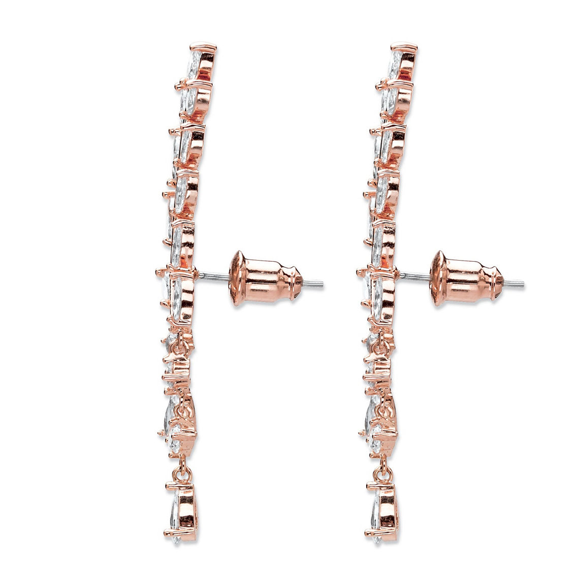 PalmBeach White Crystal Leaf and Ear Climber Earrings Rose Gold-Plated - Image 2 of 4