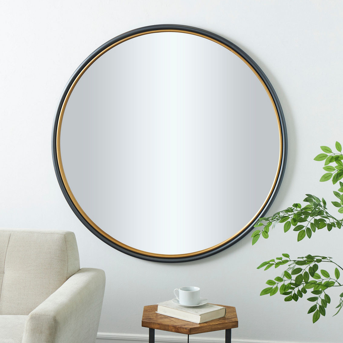 Morgan Hill Home Modern Black Metal Wall Mirror - Image 2 of 5