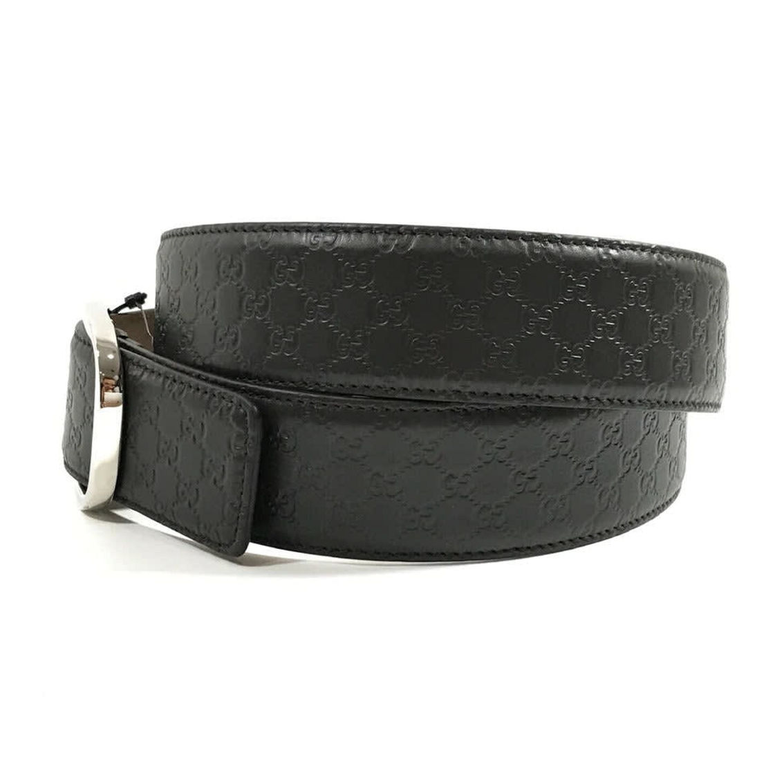 Gucci Mens Micro GG Black Calf Leather Silver Buckle Belt Size 95/38 (New) - Image 4 of 5