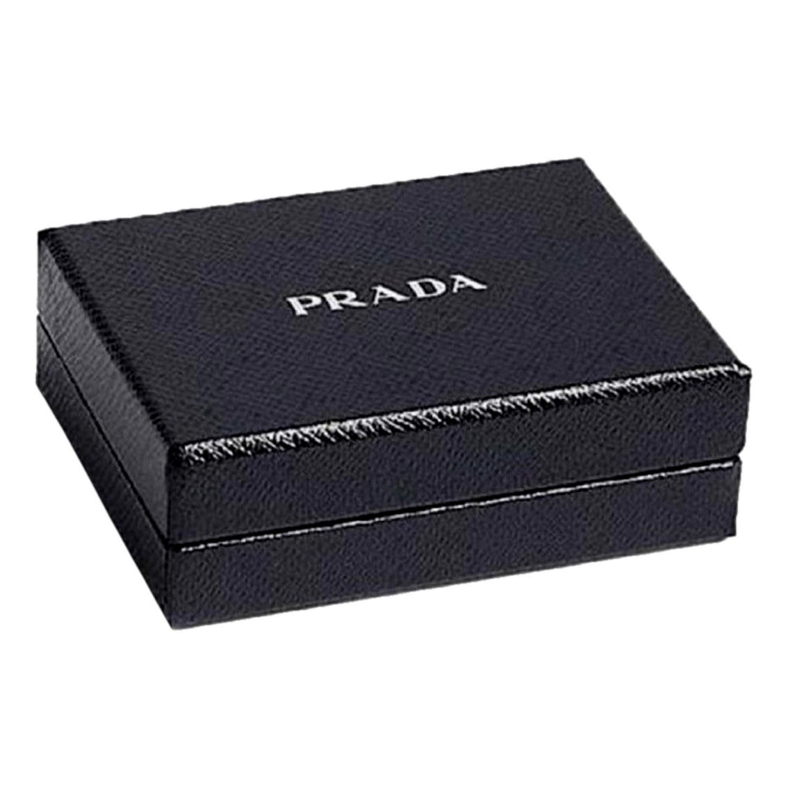 Prada Triangle Saffiano Black Leather Mini Airpods Case with Chain (New) - Image 4 of 4