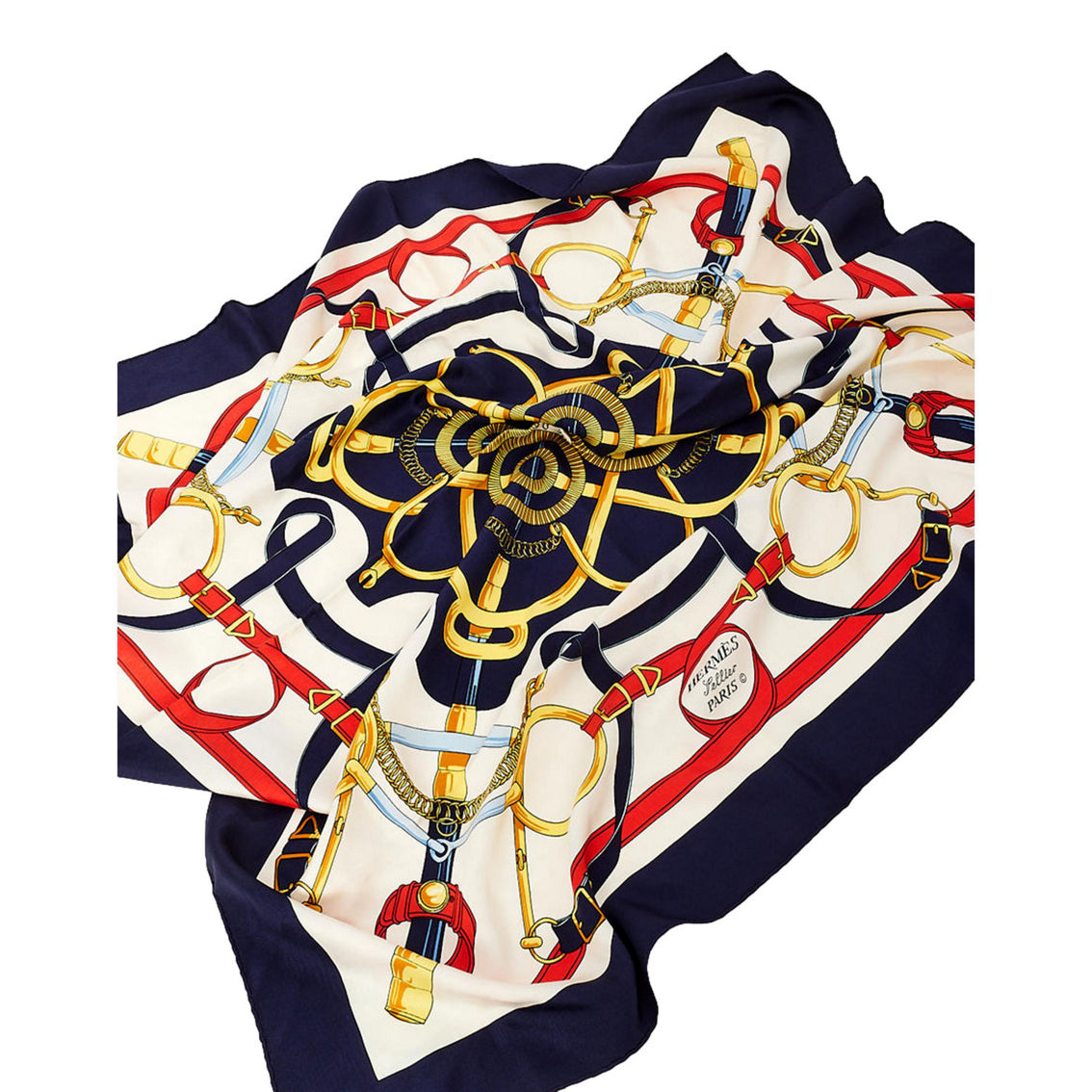 Hermes Eperon Dor Tellier Printed Silk Shawl Scarf (New) - Image 2 of 5