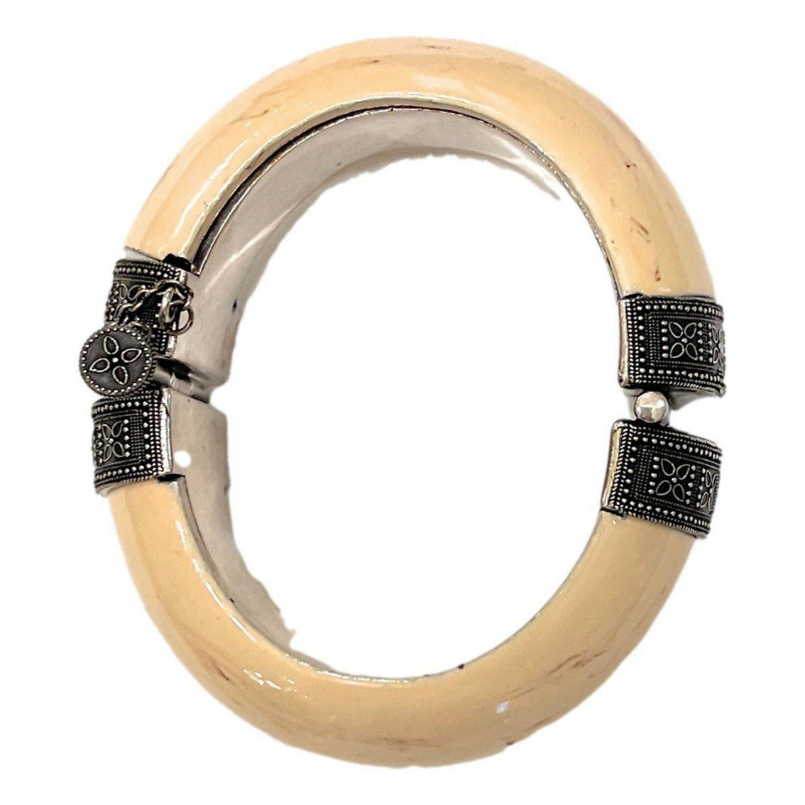 Saint Laurent Ivory Silver Bangle Bracelet (New) - Image 4 of 4