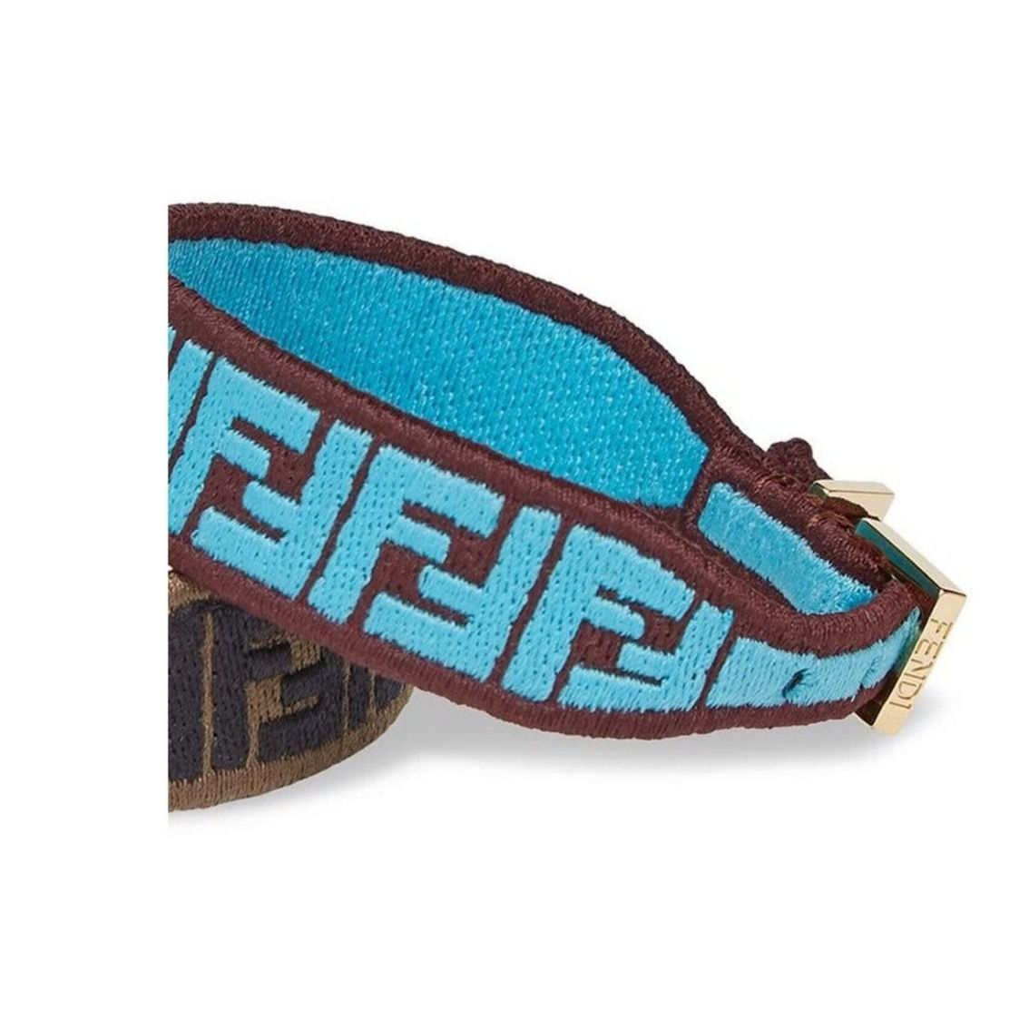 Fendi FF Embroidered Brown Cyber Blue Kit Bracelet (New) - Image 3 of 5