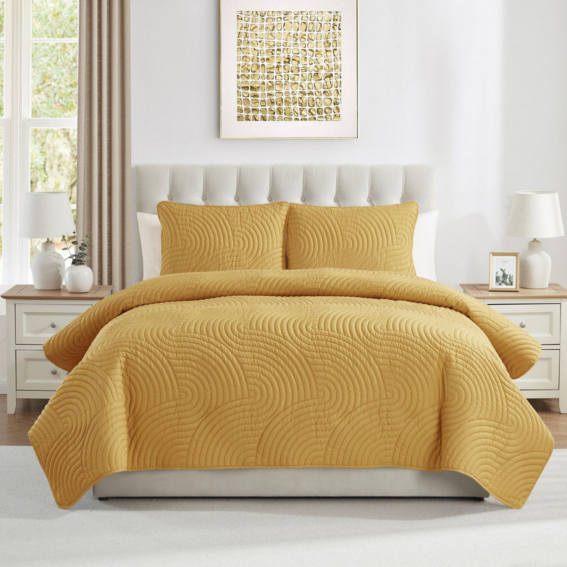 VCNY Home Sands 3-Piece Curved Pinsonic Textured Quilt Set - Image 2 of 5