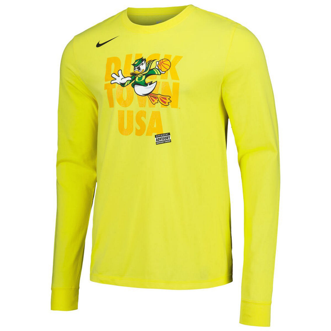 Nike Men's Yellow Oregon Ducks Duck Town Pre-Game Warm-Up Long Sleeve T-Shirt - Image 3 of 4