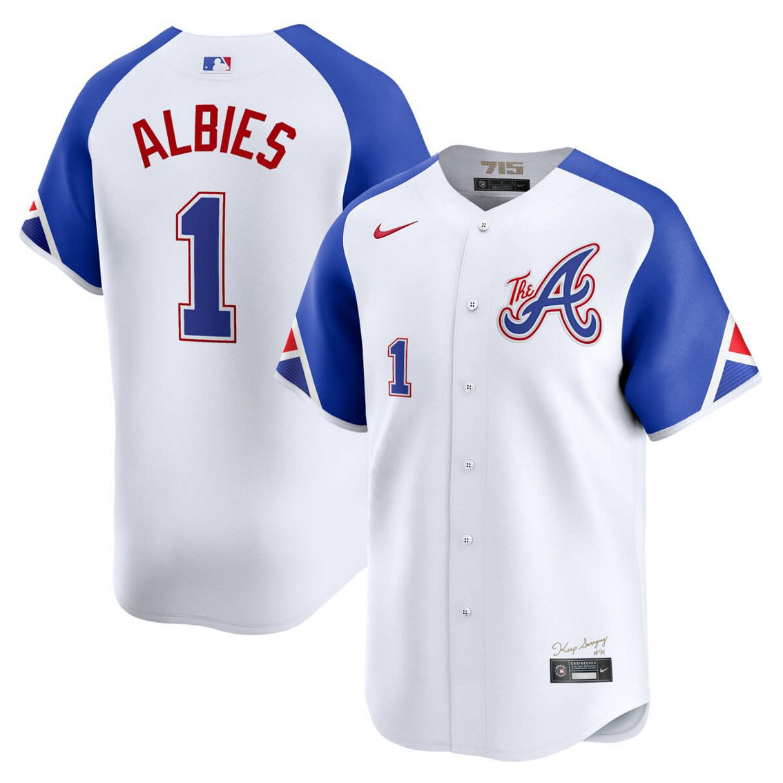 Nike Men's Ozzie Albies White Atlanta Braves City Connect Limited Player Jersey - Image 2 of 4