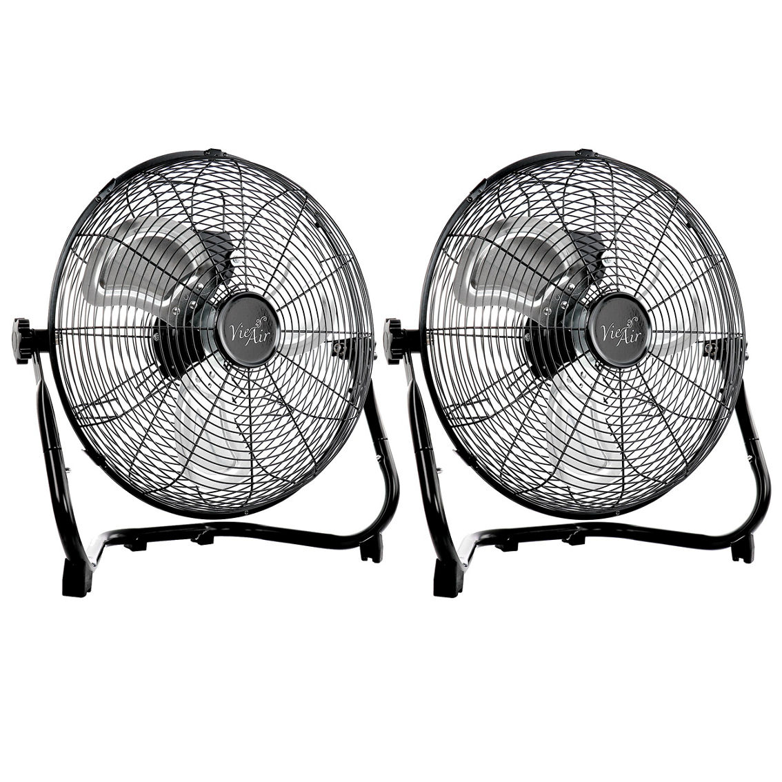 Vie Air 14 Inch Twin Pack Industrial High Velocity Heavy Duty Metal Floor Fan wi - Image 2 of 5