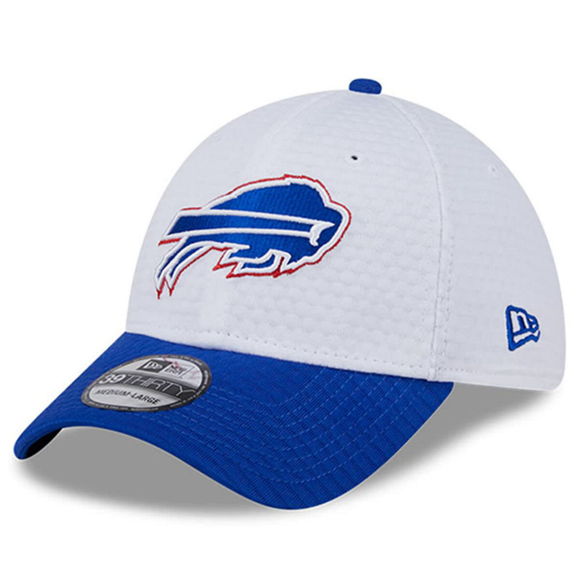 New Era Men's White/Royal Buffalo Bills 2024 NFL Training Camp 39THIRTY Flex Hat - Image 2 of 4