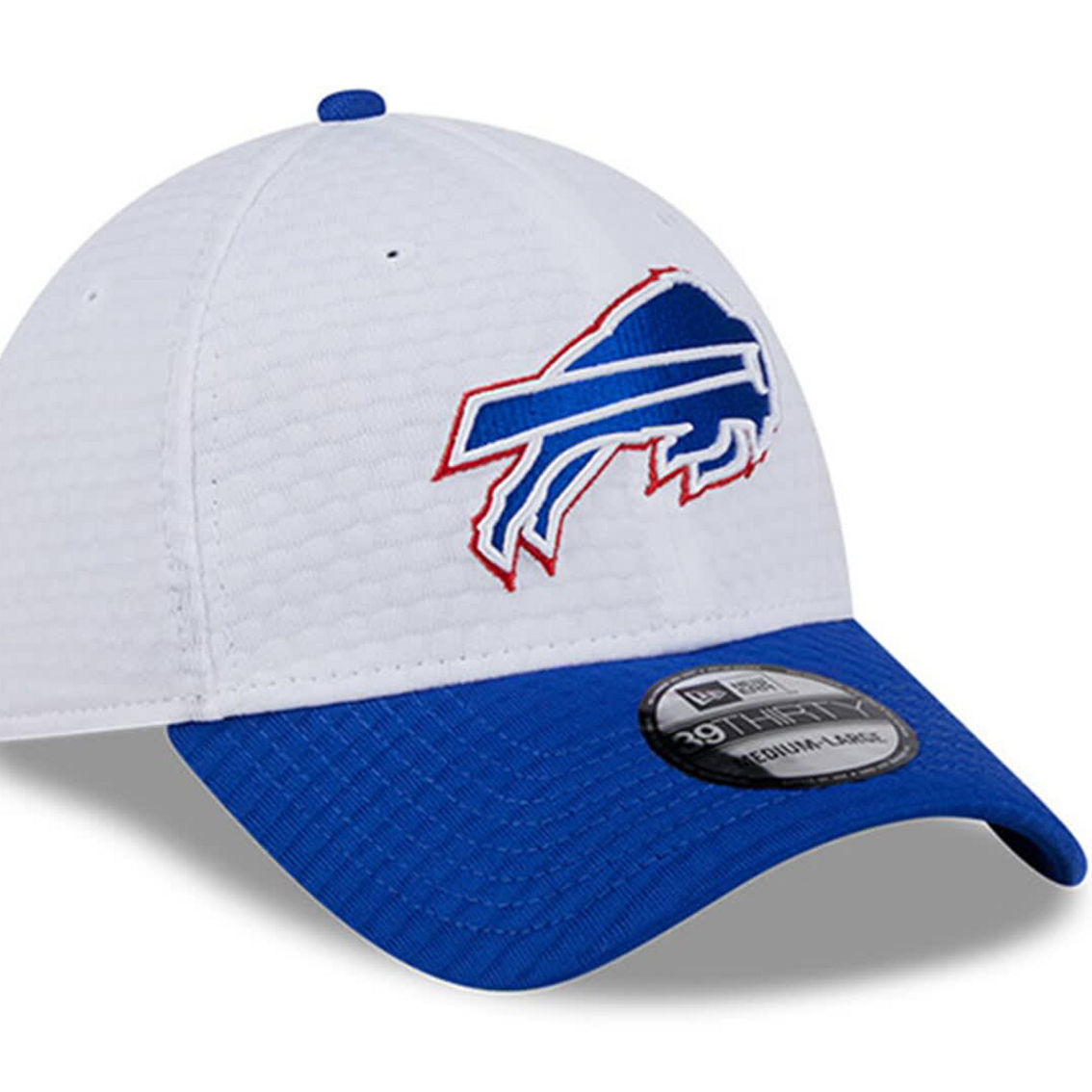 New Era Men's White/Royal Buffalo Bills 2024 NFL Training Camp 39THIRTY Flex Hat - Image 4 of 4