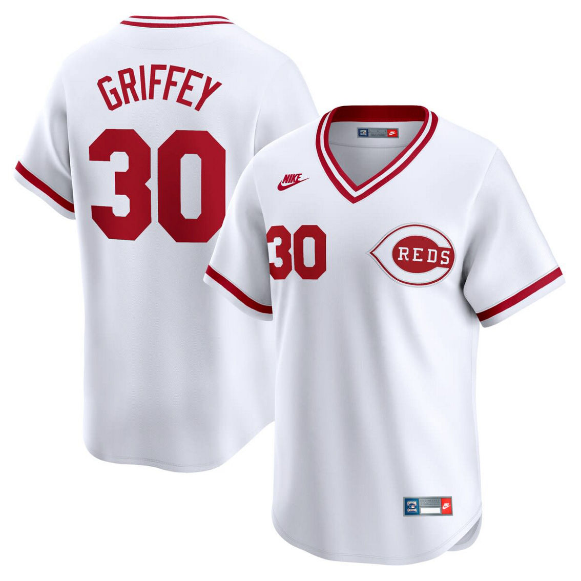 Nike Men's Ken Griffey White Cincinnati Reds Throwback Cooperstown Limited Jersey - Image 2 of 4