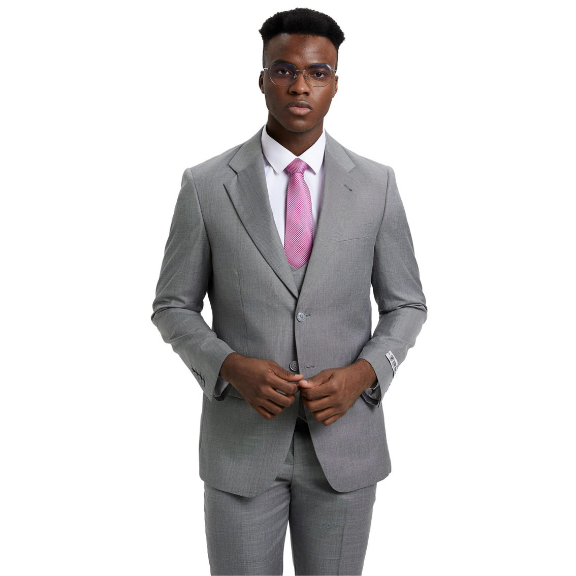 Stacy Adams Hybrid Fit 3 Piece Suit Set Sharkskin w/ Expandable Waistband - Image 5 of 5