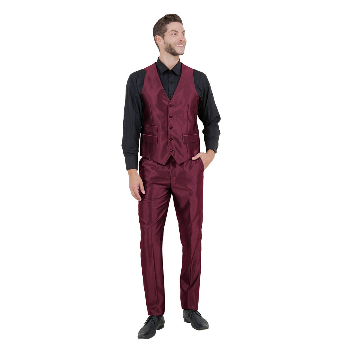 Tazzio Slim Fit 3pc Sharkskin Suit Set - Image 5 of 5