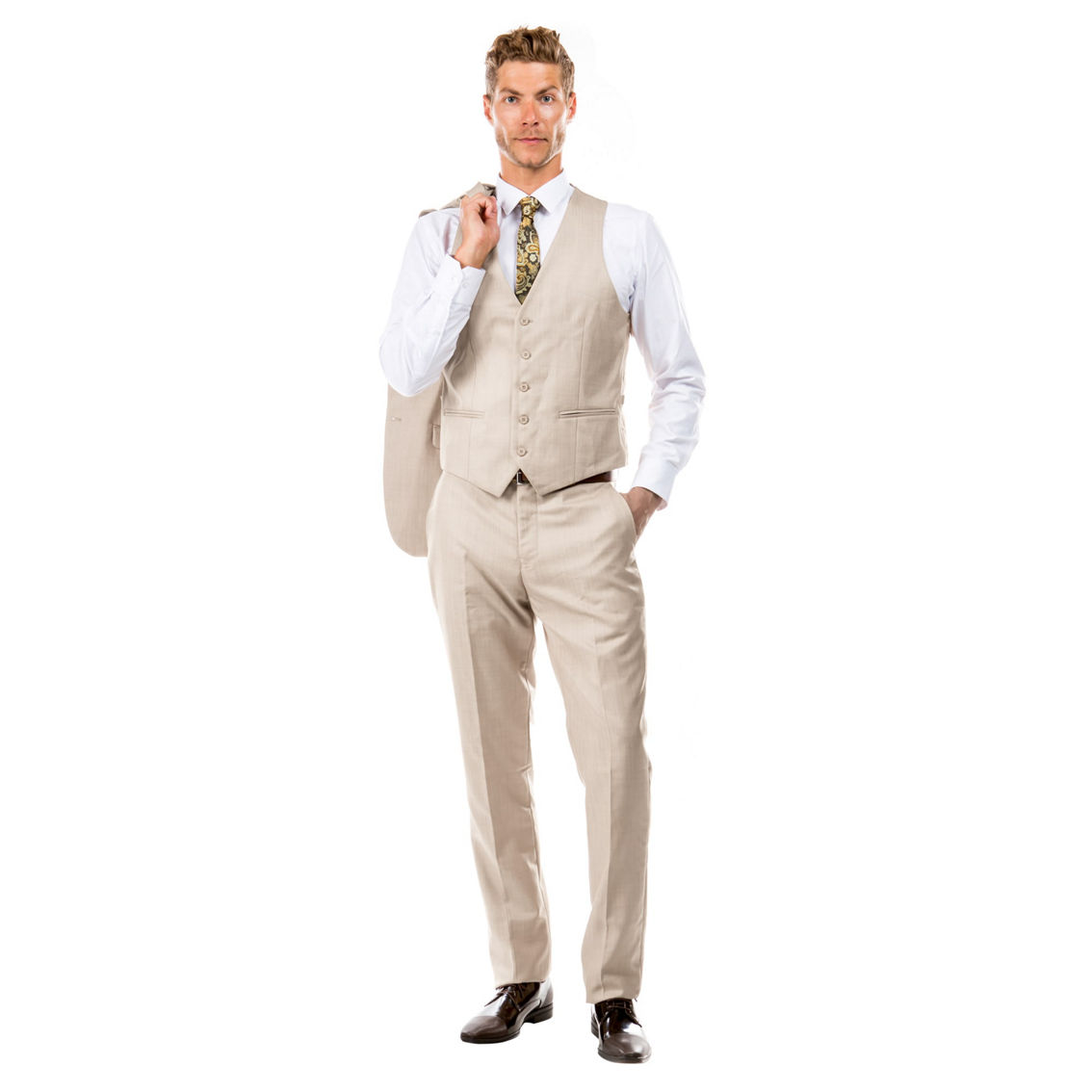 Tazzio 3pc Slim Fit Sharkskin Suit Set - Image 3 of 5