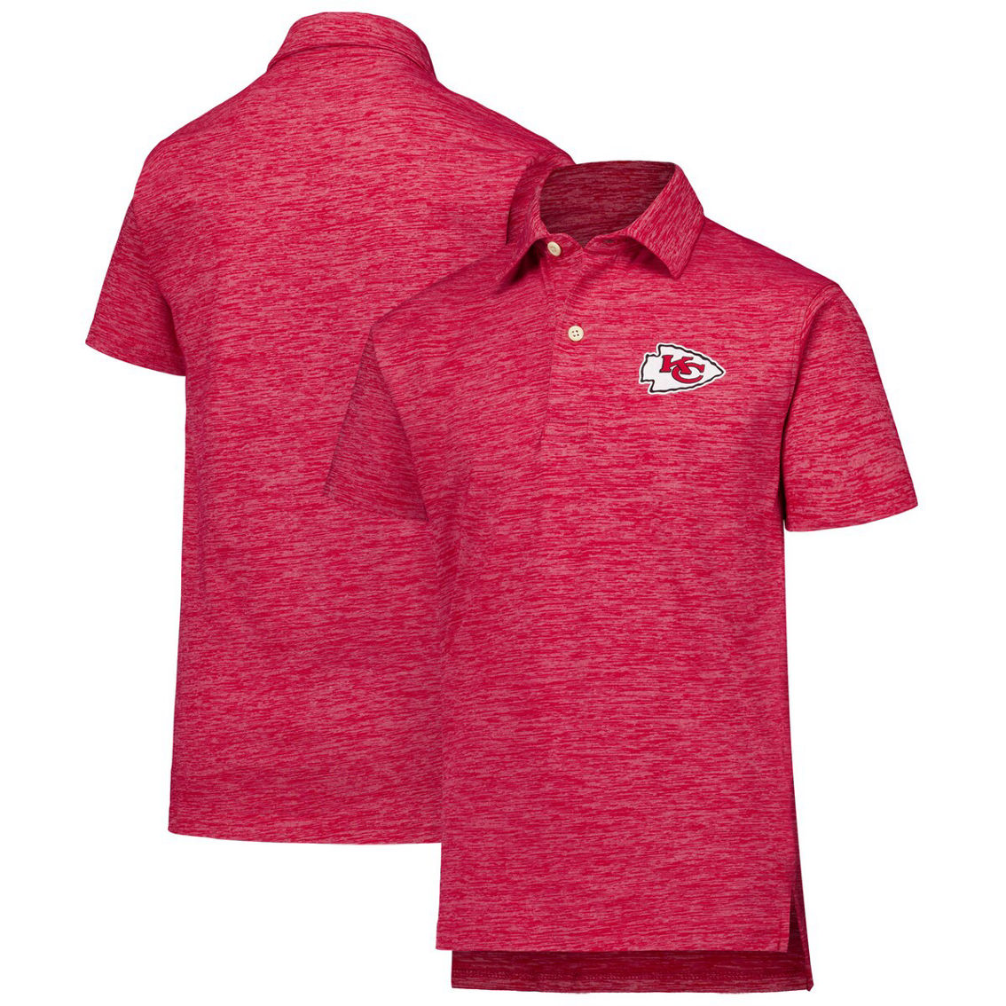 Wes & Willy Youth Red Kansas City Chiefs Cloudy Yarn Polo - Image 2 of 4