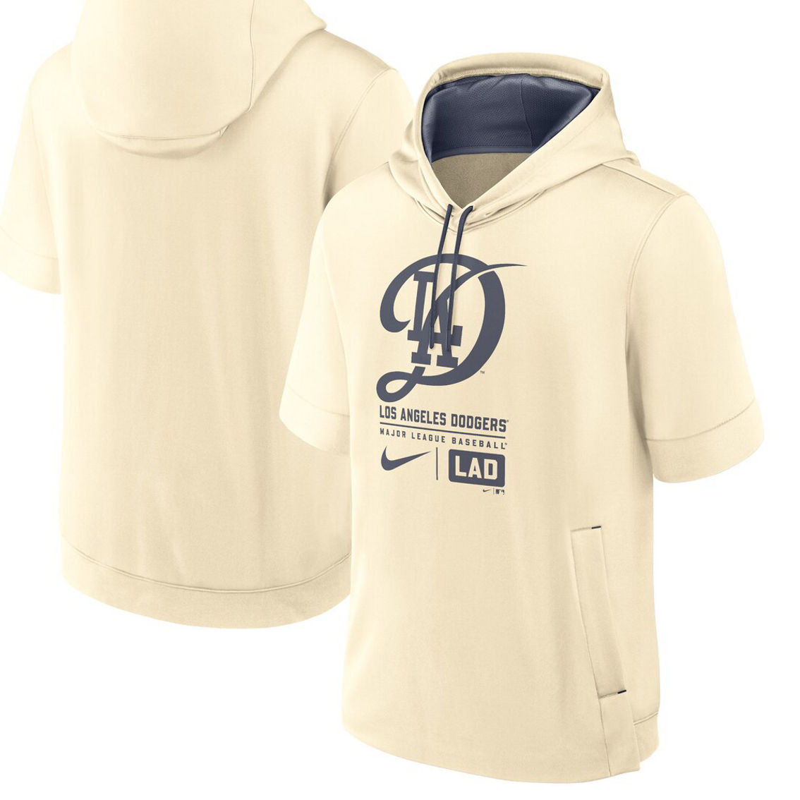 Nike Men's Cream Los Angeles Dodgers 2024 City Connect Short Sleeve Pullover Hoodie - Image 2 of 4