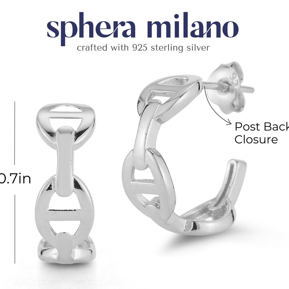 Sphera Milano Sterling Silver Mariner Link Hoop Earrings - Image 3 of 3