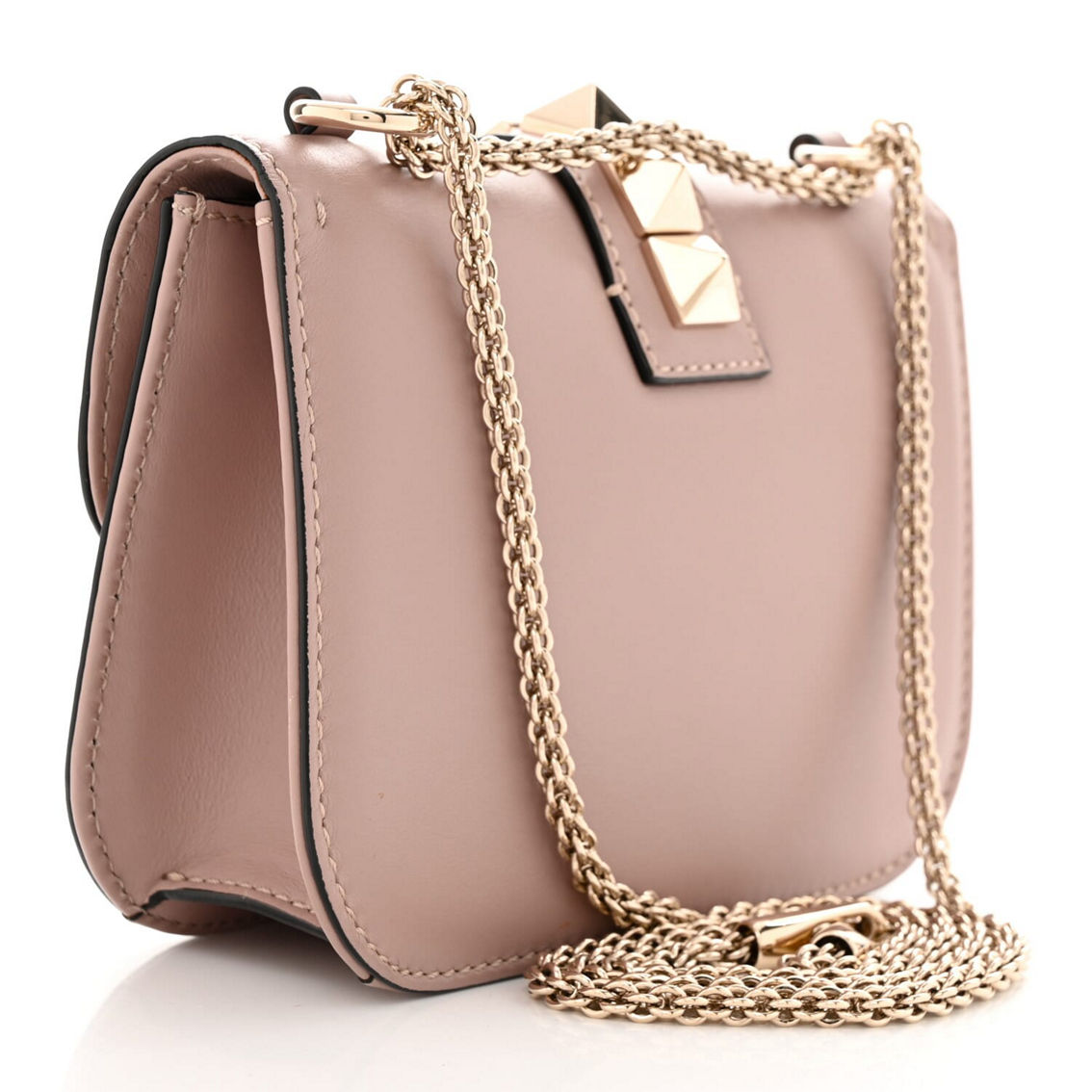 Valentino Garavani Vitello Small Glam Lock Rockstud Flap Poudre (Pre-Owned) - Image 3 of 5