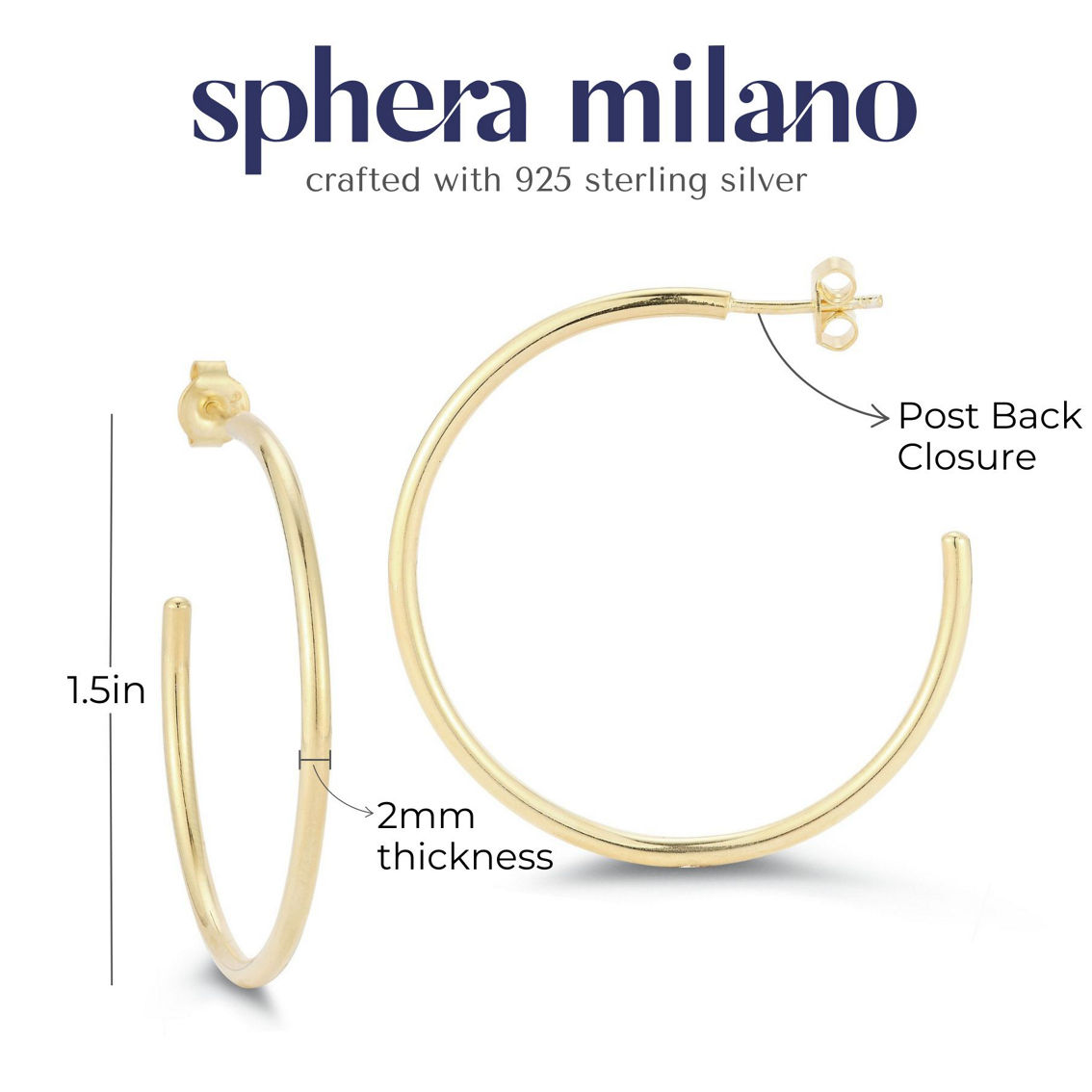 Sphera Milano Sterling Silver 2mm Hoop Earrings - Image 3 of 3