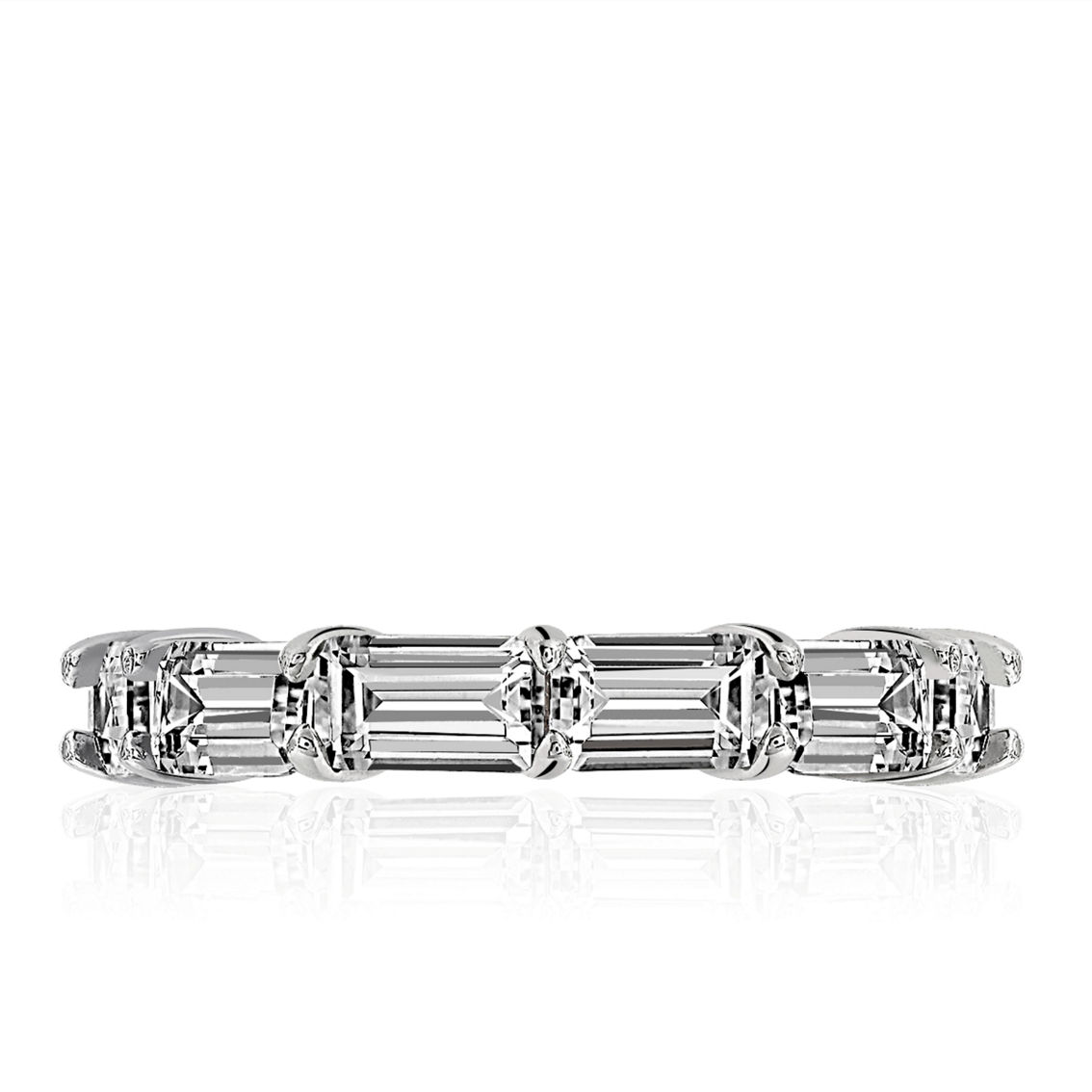 Kiera Rohdium Plated Sterling Silver Straight Baguette Cut Eternity Ring - Image 2 of 3