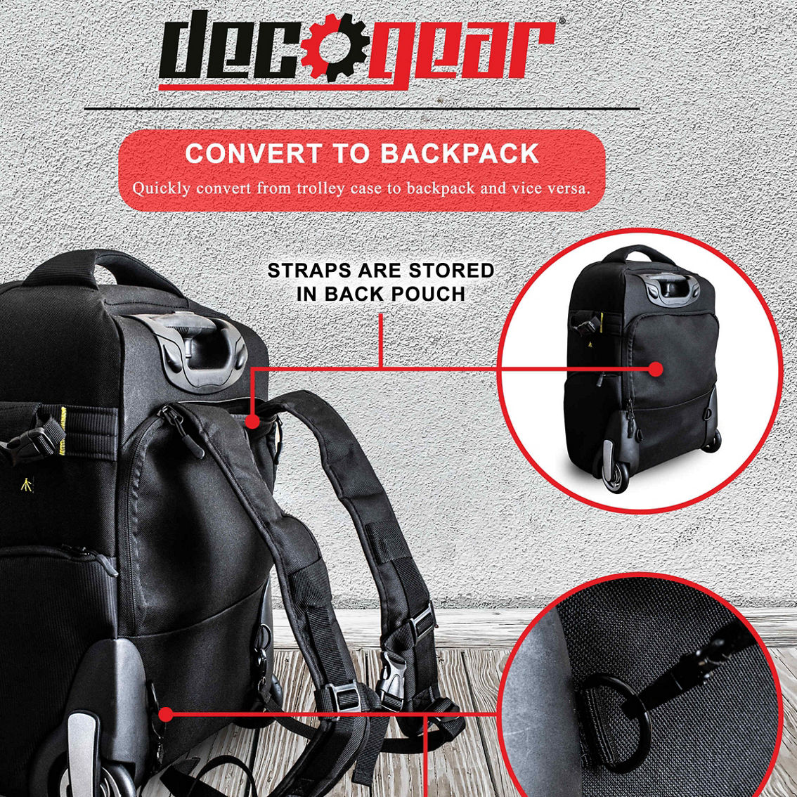 Deco Gear 3-in-1 Travel Camera Case - Waterproof Trolley, Backpack, Carry On Bag - Image 4 of 5