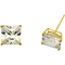 14K Yellow Gold Cubic Zirconia Princess Cut Stud Earrings - Image 2 of 2