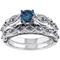 Diamore 1 CTW Blue Diamond Vintage Bridal Set in 10K White Gold - Image 1 of 4