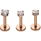 18G Stainless Steel  Rose Gold-Plated Cubic Zirconia Labret 3-pk - Image 2 of 3