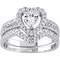 Sterling Silver Cubic Zirconia Halo Heart 2 pc. Bridal Set - Image 1 of 4