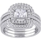 Sterling Silver Cubic Zirconia Halo 3 pc. Bridal Set - Image 1 of 4