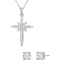 She Shines 10K White Gold 1/5 CTW Diamond Cross Pendant and Stud Earrings Set - Image 1 of 6