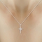 She Shines 10K White Gold 1/5 CTW Diamond Cross Pendant and Stud Earrings Set - Image 3 of 6