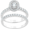 10K White Gold 1 CTW Oval Shape Diamond Bridal Set - Image 1 of 4