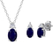 Sterling Silver Genuine Blue Sapphire and White Topaz Stud Earring and Pendant Set - Image 1 of 5