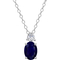 Sterling Silver Genuine Blue Sapphire and White Topaz Stud Earring and Pendant Set - Image 2 of 5