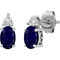 Sterling Silver Genuine Blue Sapphire and White Topaz Stud Earring and Pendant Set - Image 3 of 5