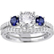 Sofia B. 10K White Gold Created Sapphire 1/10 CTW Diamond Bridal Set - Image 1 of 4
