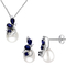 Sofia B. 10K White Gold Cultured Pearl Sapphire Diamond Earrings and Necklace - Image 1 of 3