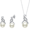Sterling Silver Freshwater Pearl Diamond Accent Pendant Necklace and Earring  Set - Image 1 of 4