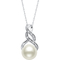 Sterling Silver Freshwater Pearl Diamond Accent Pendant Necklace and Earring  Set - Image 2 of 4