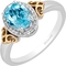 Disney Enchanted 14K Gold Over Silver 1/10 CTW Diamond & Topaz Jasmine Ring - Image 1 of 4