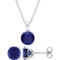 Sofia B. Sterling Silver Created Blue Sapphire Solitaire Necklace and Earrings - Image 1 of 4