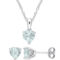 Sofia B. Sterling Silver Heart Aquamarine Solitaire Necklace and Earrings 2 pc. Set - Image 1 of 4