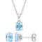 Sofia B. Sterling Silver Oval Blue Topaz Solitaire Pendant and Earring 2 pc. Set - Image 1 of 3