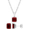 Sofia B. Sterling Silver Princess Cut Garnet Pendant and Stud Earring 2 pc. Set - Image 1 of 4