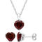 Sofia B. Sterling Silver Heart Shaped Garnet Pendant and Stud Earring 2 pc. Set - Image 1 of 4